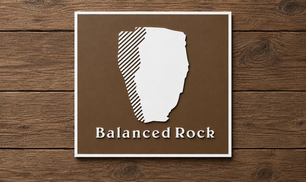 Balanced Rock Devils Lake State Park Sign Ice Age Trail Wisconsin Hike Climb